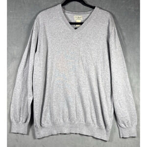L.L. Bean Mens XL Gray Cotton Cashmere V-Neck Sweater Item 274603‎ Pullover